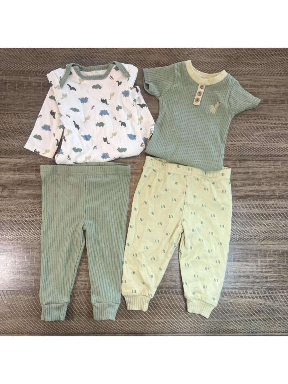 Baby Boy 4 piece Dreamgro dinosaur matching outfit set - 9M